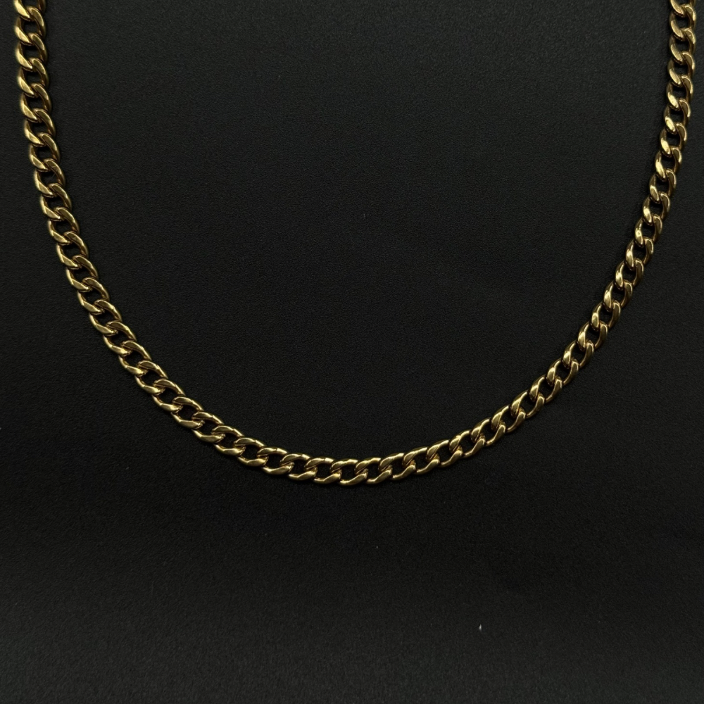 Gold Küba Zinciri Çelik Kolye
